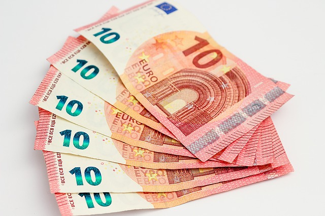 vějíř bankovek, 10 euro